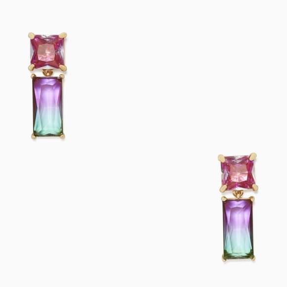 NEW Kate Spade Baguette CZ Blue Drop Earrings - Picture 3 of 6